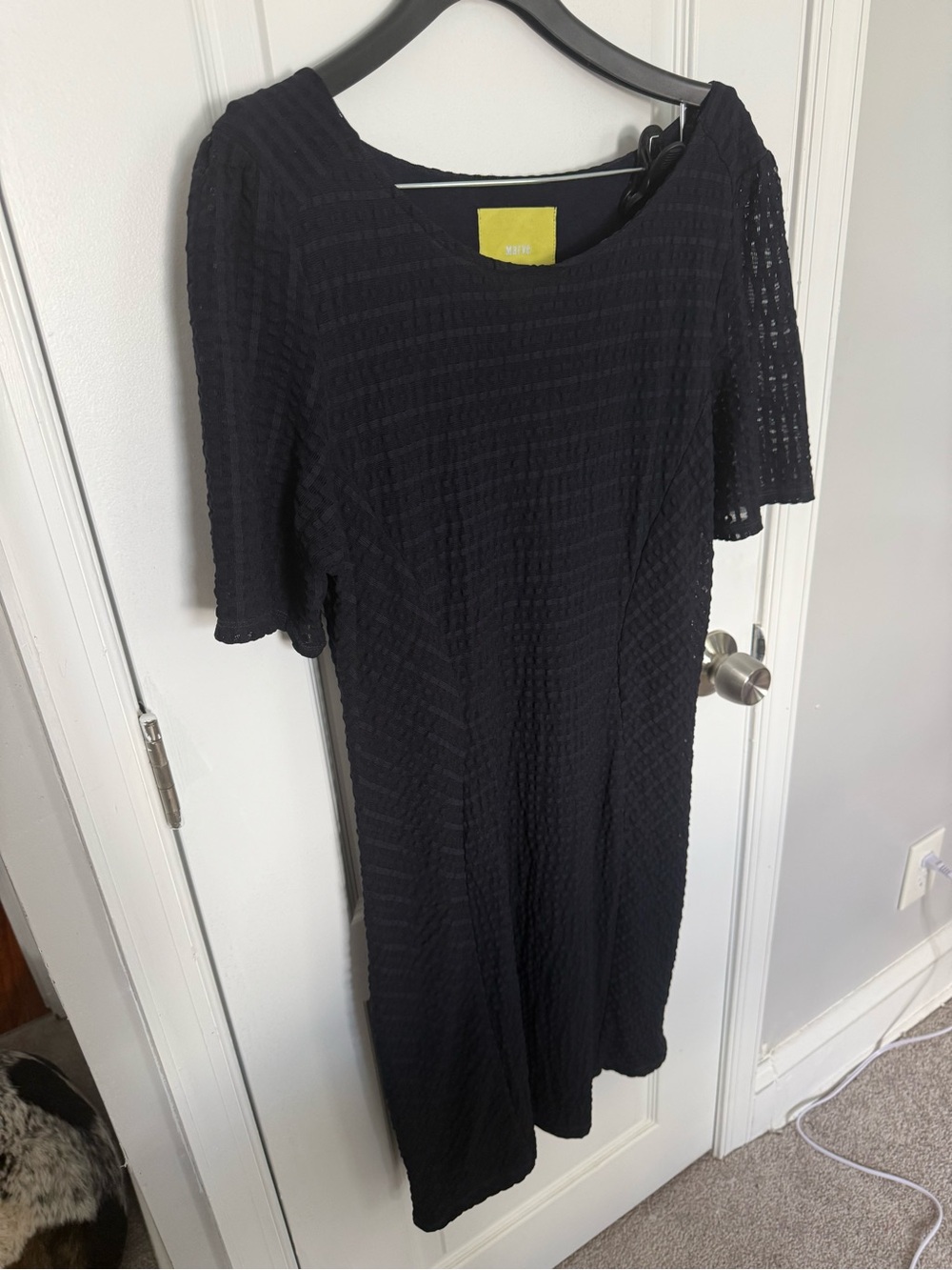 Maeve Navy Textured Midi Dress